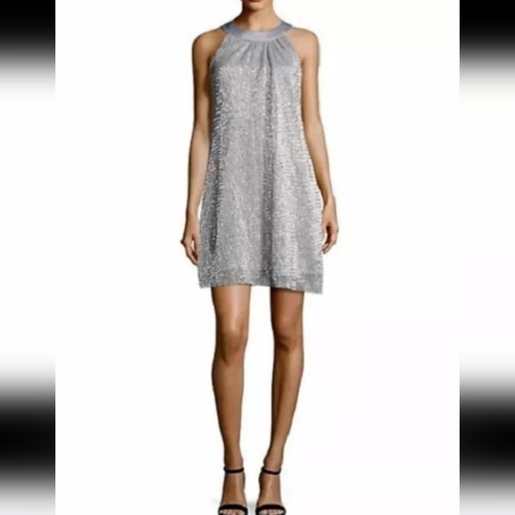 Vince Camuto women's dress silver sequins cocktail size 12 - Picture 1 of 8